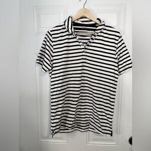 Albam Luxury Black and White Striped Polo Classic Elegance